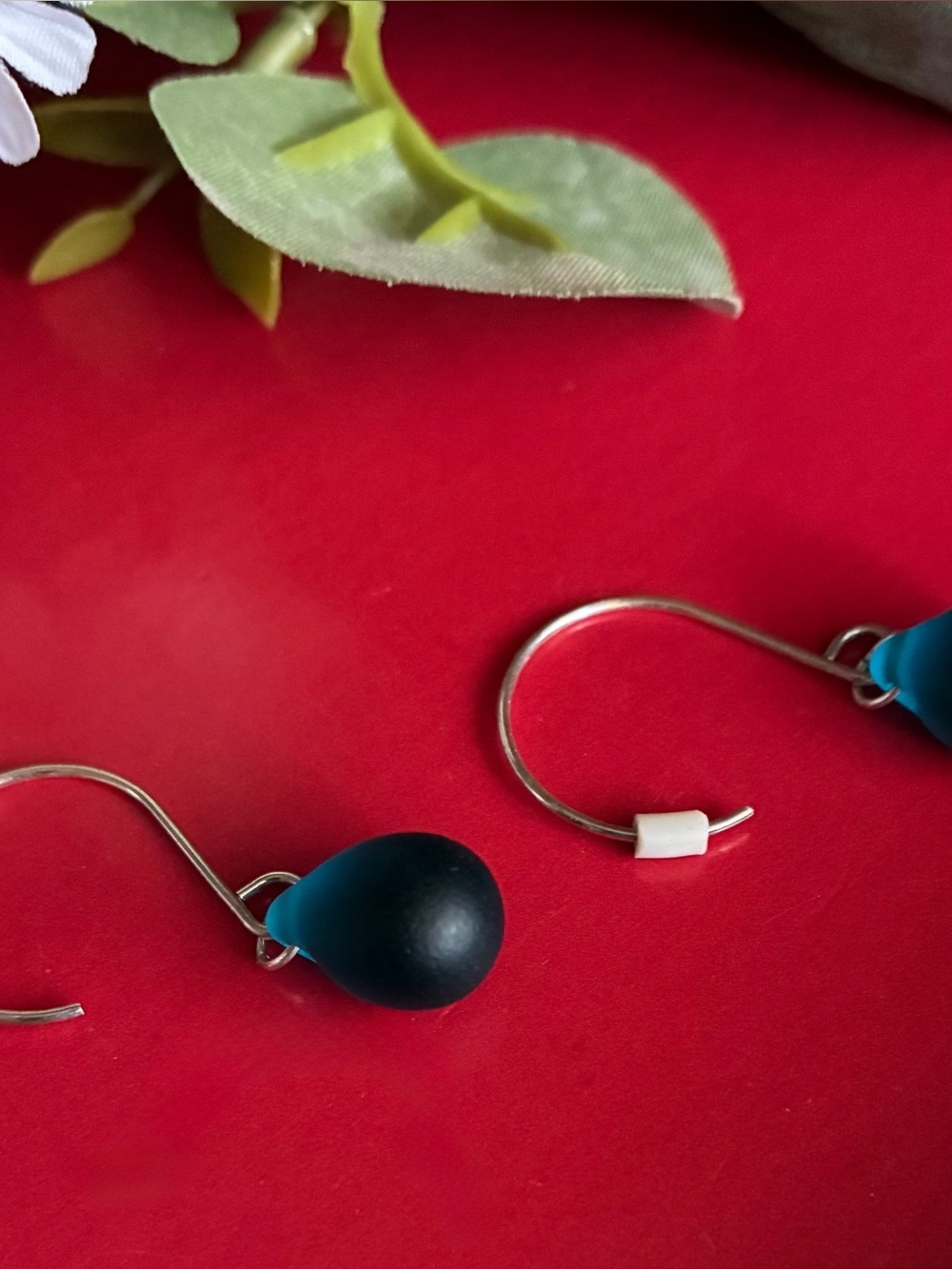 925 Silver Earrings,Teardrop Hook Earrings in Deep Teal - Picture 5 of 6
